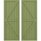 Ekena Millwork Americraft 6-Board Wood 2 Equal Panel Frmd Board-n-Batten Shutters w/Dbl Z-Bar, ARW102BF621X77MGH, PR ARW102BF621X77MGH - alternate 1